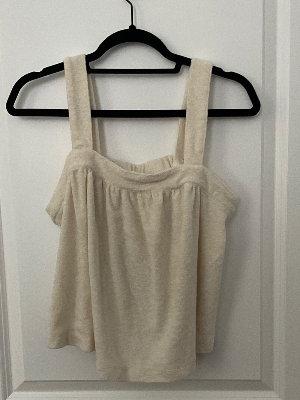 Marine Layer Cream Square-Neck Terry Cloth Tank with Adjustable Straps